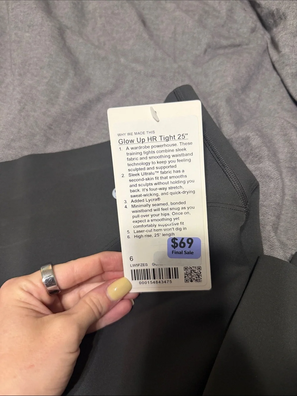 lululemon Glow Up HR Tight 25" in Charcoal Gray - Picture 2 of 3